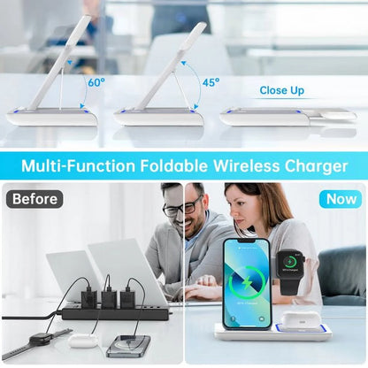 Wireless Charger, 3 in 1 Wireless Charging Station, Fast Charging Dock for Iphone 15/14/13/12/11/Pro/Xs/Xr/X/Se/Galaxy, 15W Wireless Charger Stand for Apple Watch Series 8/7/6/5/4/3/2/Airpods